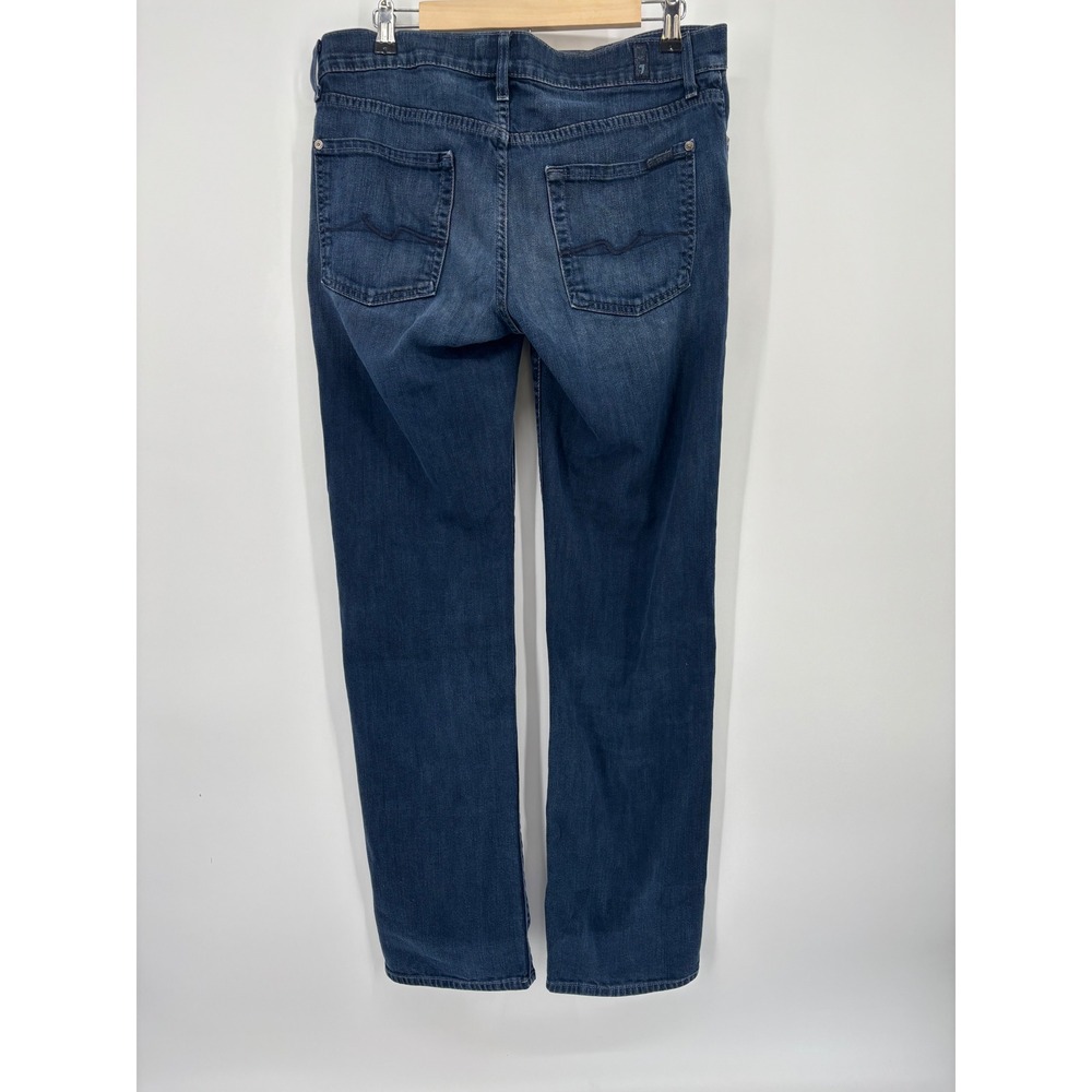 7 For All Mankind Slimmy Luxe Performance Mens Dark Wash Slim Straight Jeans 33 - Picture 3 of 12